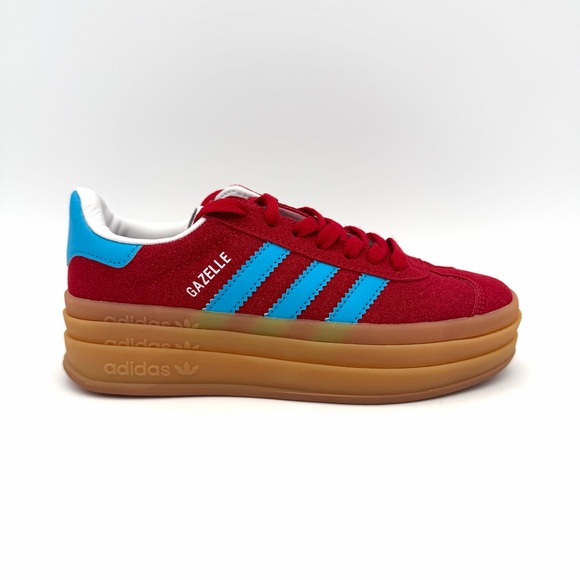 Adidas Gazelle Bold Women's Tennis Shoes Sneakers Red Blue Gum Size 5 - Picture 1 of 7